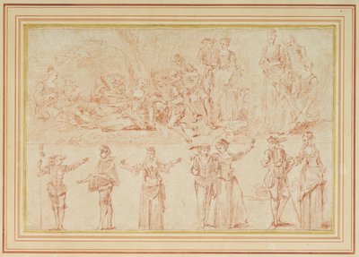 Zwei Fêtes galantes und Studien einzelner Figuren und Paare von Pierre Antoine Quillard