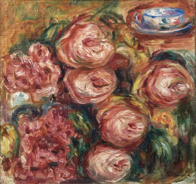 Komposition mit Rosen und einer Tasse Tee von Pierre Auguste Renoir