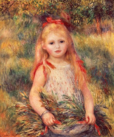 Mädchen mit Getreidebündel von Pierre Auguste Renoir