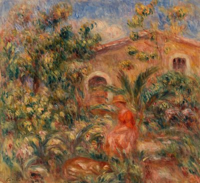 Landschaft mit Frau und Hund von Pierre Auguste Renoir