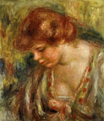 Profil von Andree mit geneigtem Kopf, ca. 1917 von Pierre Auguste Renoir