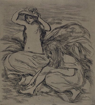 Zwei Frauen beim Baden, ca. 1895 von Pierre Auguste Renoir