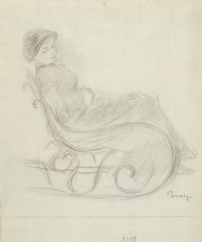 Frau, die in einem Stuhl sitzt (recto); Frau in einem Stuhl, von hinten gesehen (verso) von Pierre Auguste Renoir