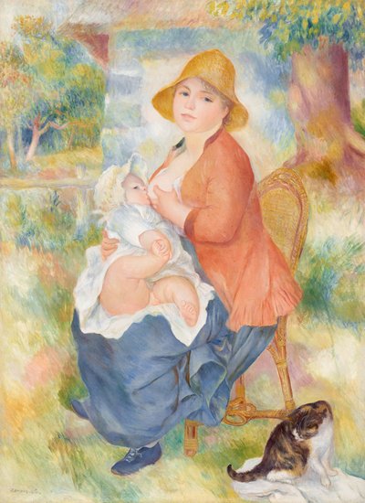 Junge Frau stillt ihr Kind - Madame Renoir und ihr Sohn Pierre von Pierre Auguste Renoir