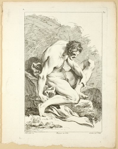 Figur, aus Premier livre de figures d’Academies gravées en Partie par les Professeurs de l’Académie Royale von Pierre Aveline