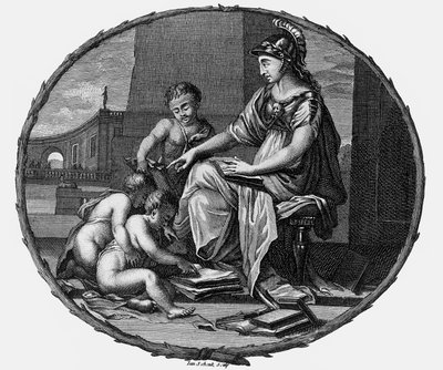 Weibliche Allegorie der Vernunft und Kreativität, umgeben von Kindern, 1695-1697 von Pierre Bayle