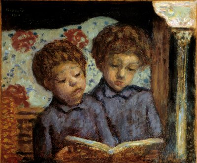 Kinder Jean und Charles Terrasse beim Lesen von Pierre Bonnard