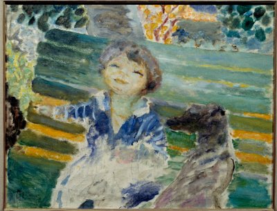 Kleines Mädchen mit dem Hund von Pierre Bonnard