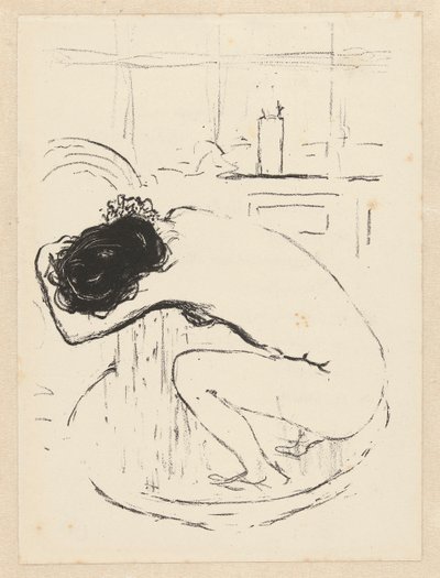 Nackte Frau hockt in einer Wanne und wäscht sich von Pierre Bonnard