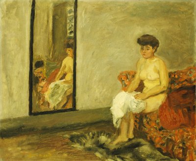 Akt auf einem roten Stuhl sitzend; Nu Assis dans une Chaise Rouge von Pierre Bonnard