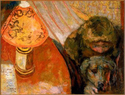Gemälde eines von Lampenlicht erleuchteten Innenraums von Pierre Bonnard
