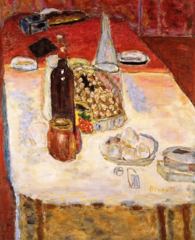 Stillleben mit Flasche Rotwein von Pierre Bonnard