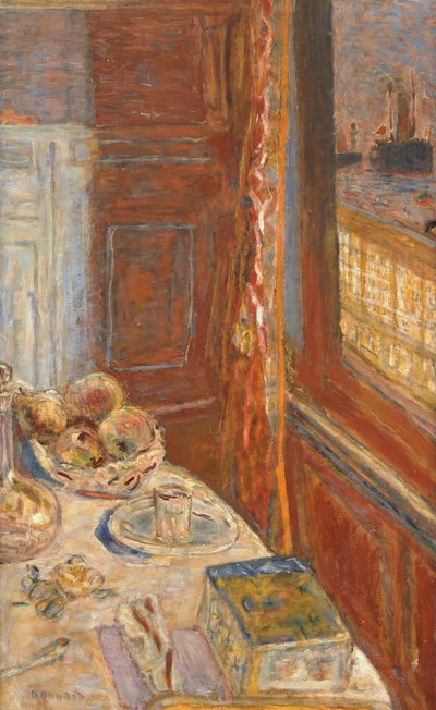 Stillleben mit Schiffen durch Fenster gesehen, ca. 1906 von Pierre Bonnard