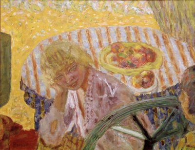 Junge Frauen im Garten oder die gestreifte Tischdecke von Pierre Bonnard