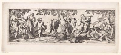 Ruhender Silenus und sein Gefolge in einer Landschaft von Pierre Brebiette