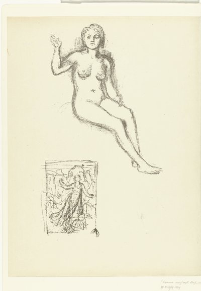 Sitzende nackte Frau und Frau in Landschaft von Pierre Cécile Puvis de Chavannes