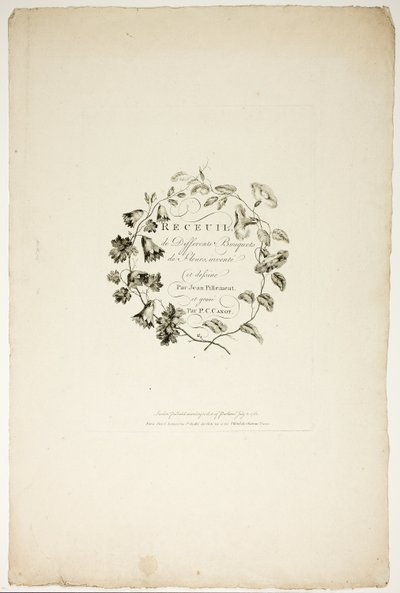 Umschlag für Sammlung verschiedener Blumensträuße, erfunden und gezeichnet von Jean Pillement und graviert von P. C. Canot von Pierre Charles Canot