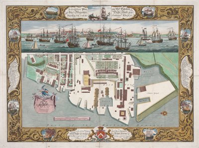 In der Nähe von Plymouth mit dem Ordnance Wharf... von Pierre Charles Canot