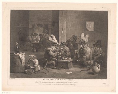 Rauchende und trinkende Affen in einer Herberge von Pierre Chenu