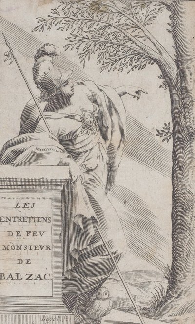 Frontispiz, aus Interviews mit dem verstorbenen Herrn Balzac Les Entretiens de Feu Monsieur d..., 1660 von Pierre Daret