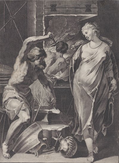 Vulkan schmiedet die Rüstung des Achilles von Pierre Daret