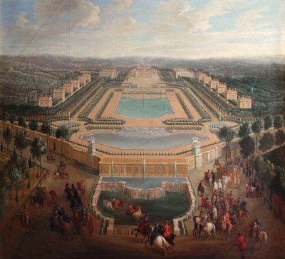Gesamtansicht des Schlosses und der Pavillons in Marly von Pierre Denis II Martin