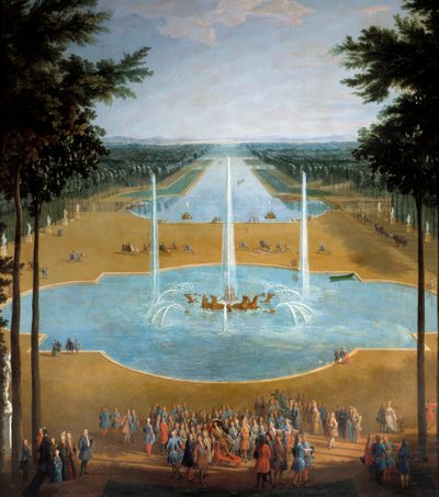 Blick auf das Becken von Apollo und den Grand Canal von Versailles 1713 (Detail) von Pierre Denis Martin