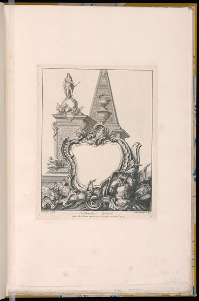 Kartusche mit Trophäen, einer Statue und einer Pyramide von Pierre Edme Babel