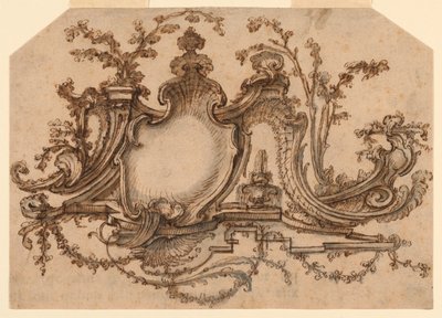 Design für Paneeldekoration mit Rocaille-Ornament von Pierre Edme Babel