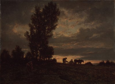 Landschaft mit einem Pflüger von Pierre Etienne Theodore Rousseau