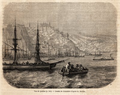 Ansicht von Quebec, Zeichnung von Grandsire, zur Illustration der Reisen nach Nordamerika 1854-1855, von L. Deville. Gravur in „Le tour du monde“ 1861. Selvas Sammlung. von Pierre Eugene Grandsire