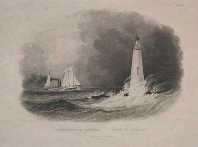 Leuchtturm in Cleveland, Ohio, am Eriesee von Pierre Eugène Aubert I
