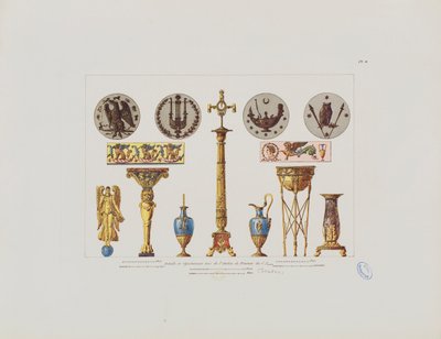 Details und Ornamente aus dem Atelier des Malers C.I. Isabey, aus 