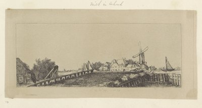 Landschaft mit einer Holzbrücke und Mühle von Pierre François Basan (workshop of)