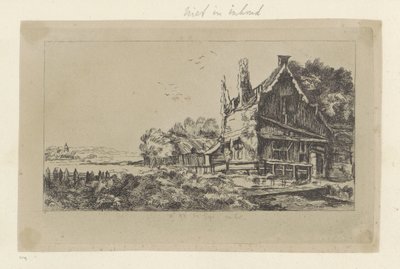Landschaft mit dem Haus mit drei Schornsteinen von Pierre François Basan (workshop of)