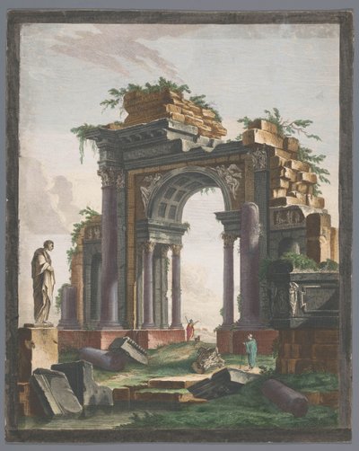 Ansicht der Ruine eines Triumphbogens von Pierre François Basan