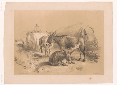Studie von drei Eseln von Pierre Frédéric Lehnert