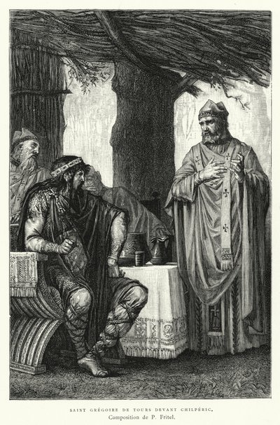 Saint Gregoire De Tours Devant Chilperic (Gravur) von Pierre Fritel