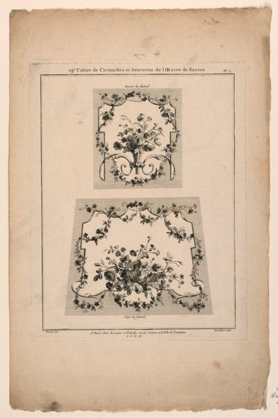 Entwürfe für Gobelin-Stuhlsitze, Tafel 1 aus "Cahier de Cartouches et Ornemens de l