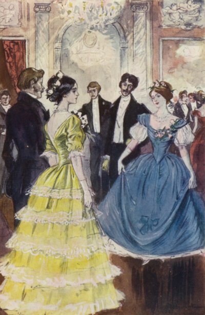 Ich sah Marguerite mit dem Comte de N tanzen (Farblithografie) von Pierre Georges Jeanniot