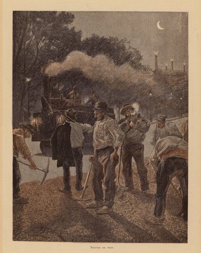 Straßenarbeiten in Paris bei Nacht von Pierre Georges Jeanniot