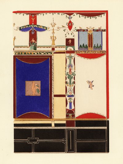 Tafel mit einzigartigem Dunkelblau aus Pompeji, frühe vierte pompejanische Stil von Pierre Gusman