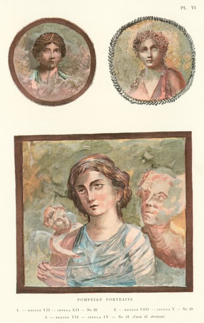 Pompejanische Porträts (Farblithografie) von Pierre Gusman