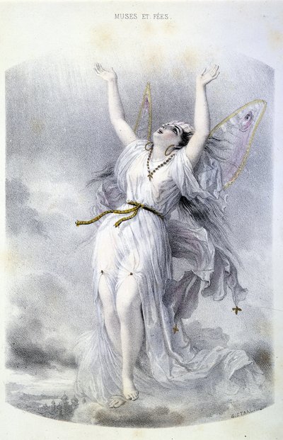 Fee: La Peri - in „Les femmes mythologiques“, von Mery und Foelix, Illustration von G. Staal, Ed. von Gouet von Pierre Gustave Eugene Staal