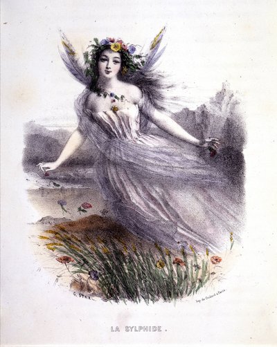 Fee: La Sylphide - in „Les femmes mythologiques“, von Mery und Foelix, ill. von G. Staal, hrsg. von Gouet von Pierre Gustave Eugene Staal