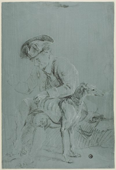 Sitzender Mann mit Hund von Pierre Jacques Volaire