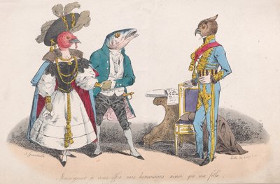 Sir, ich biete Ihnen meinen Respekt und meine Tochter aus Metamorphosen des Tages, 1829 von Pierre Langlumé
