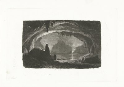 Mann mit Ruderboot in den Grotten von Han von Pierre Louis Dubourcq