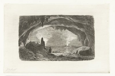 Mann mit Ruderboot in den Höhlen von Han von Pierre Louis Dubourcq