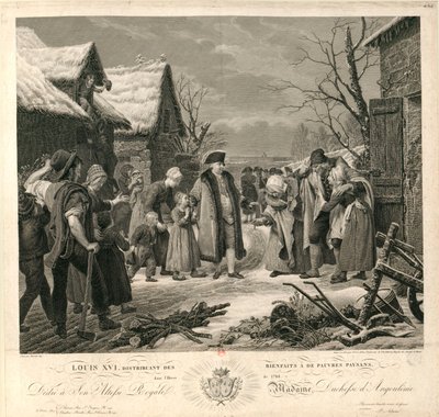 Ludwig XVI. verteilt Almosen an die armen Bauern im Winter 1788, ca. 1817 von Pierre Michel Adam